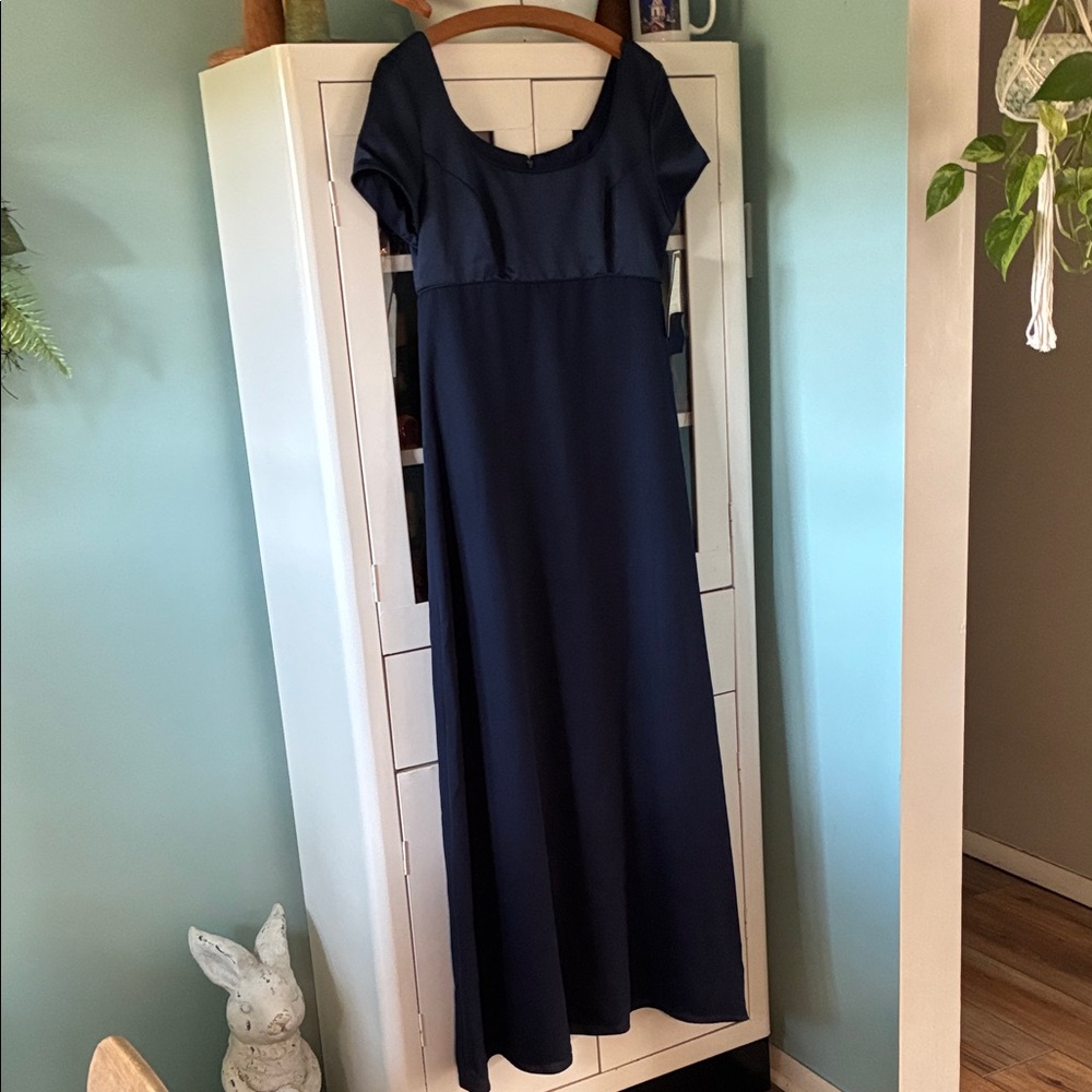 After Dark sz 10 Vintage Navy Blue Maxi Dress nwt bridal formal evening